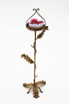 Spanish Drinks Table, End Side Table or Floor Ashtray in Gilt Iron, 1940s