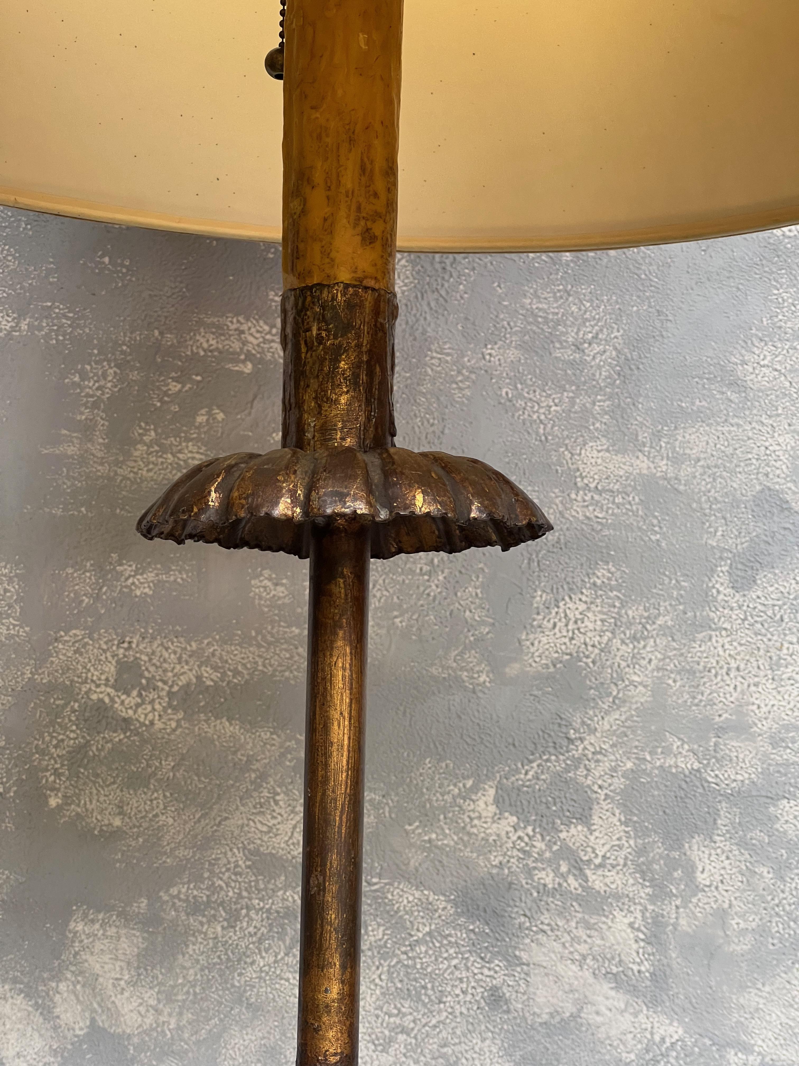 Spanish Gilt Iron Floor Lamp on a Tripod Base For Sale 7