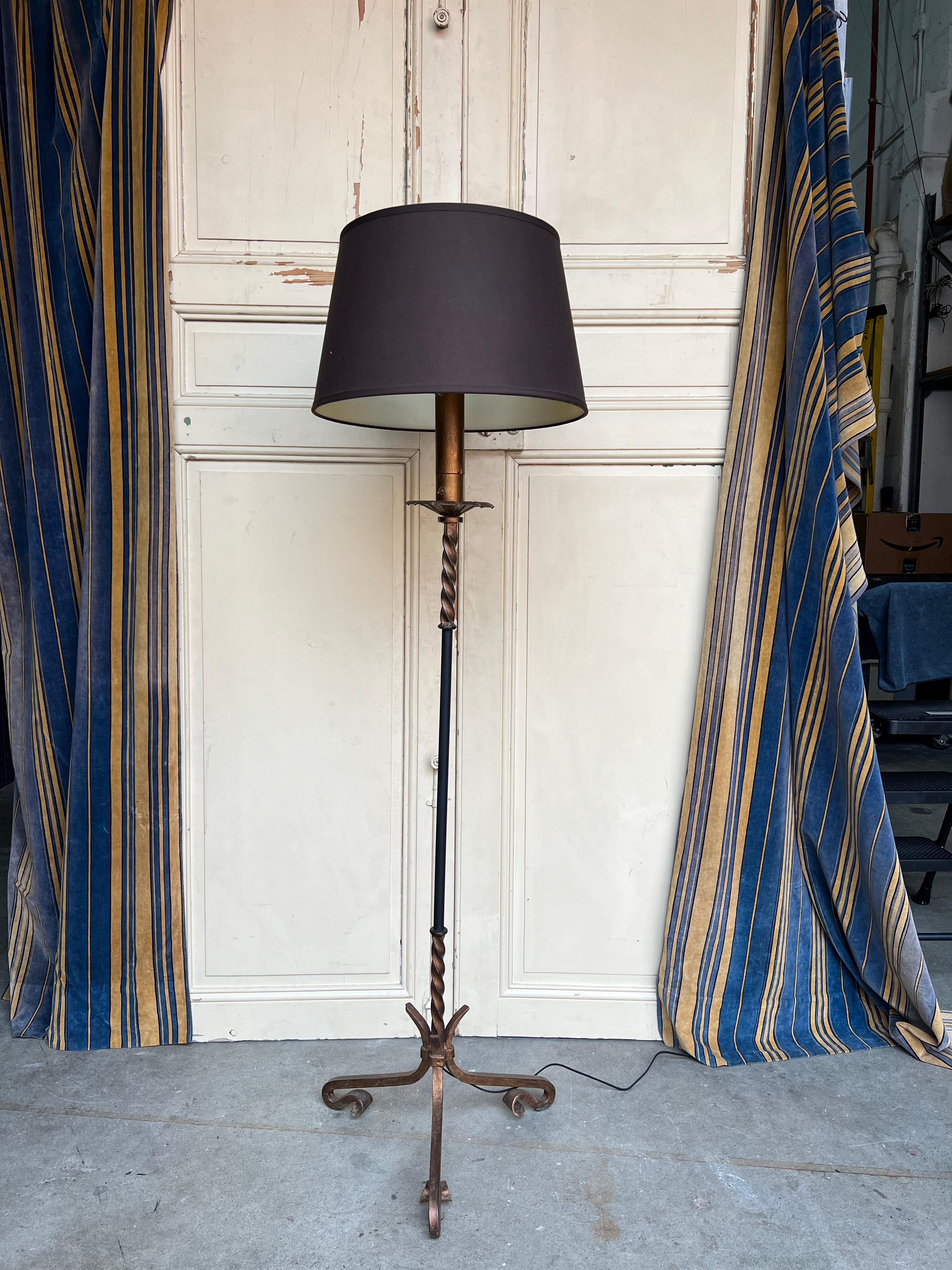 vintage black wrought iron floor lamp