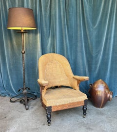 Spanish Gilt Iron Floor Lamp with Scrolled Base