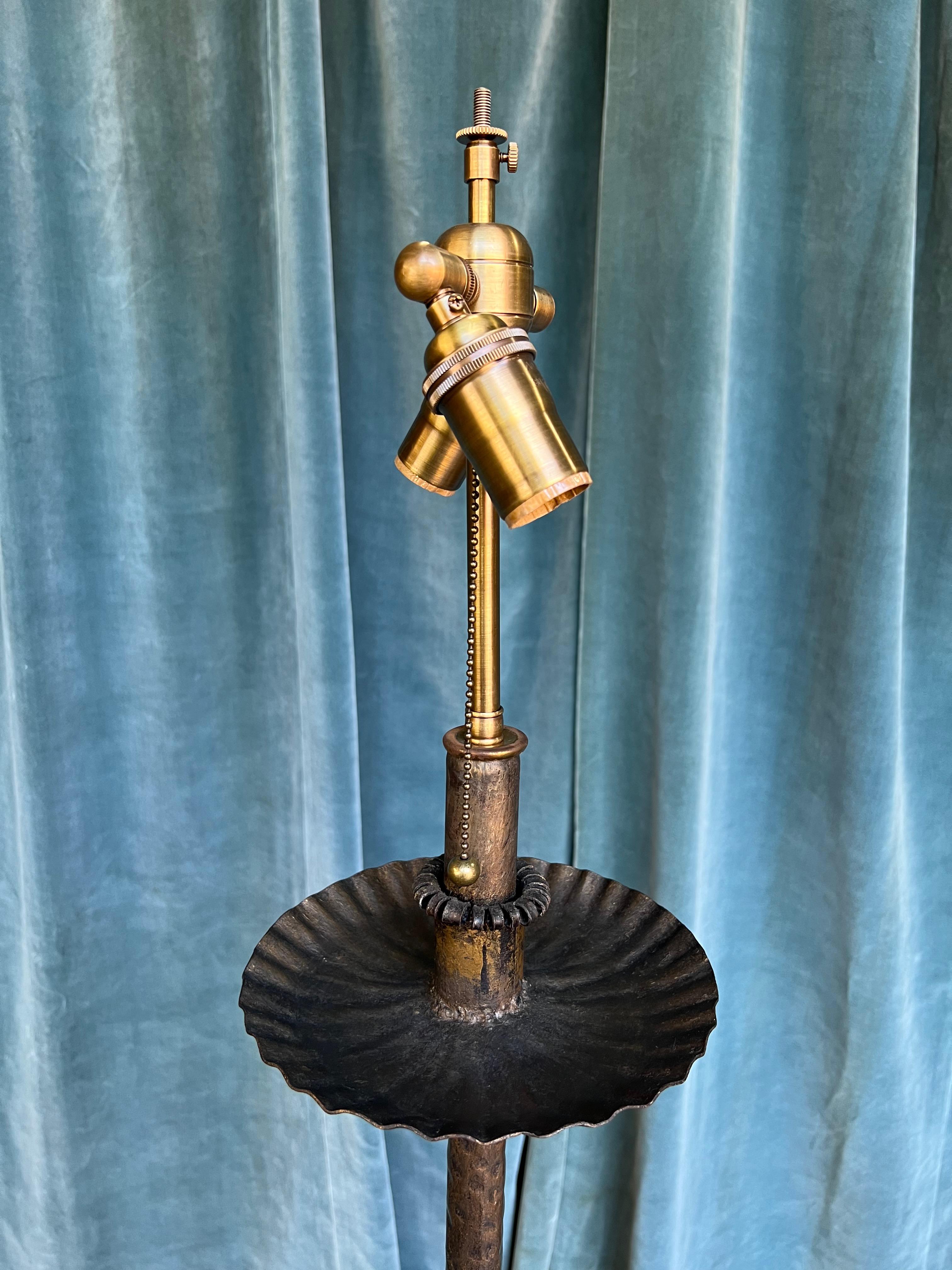 Spanish Gilt Iron Floor Lamp with Scrolled Base  For Sale 3