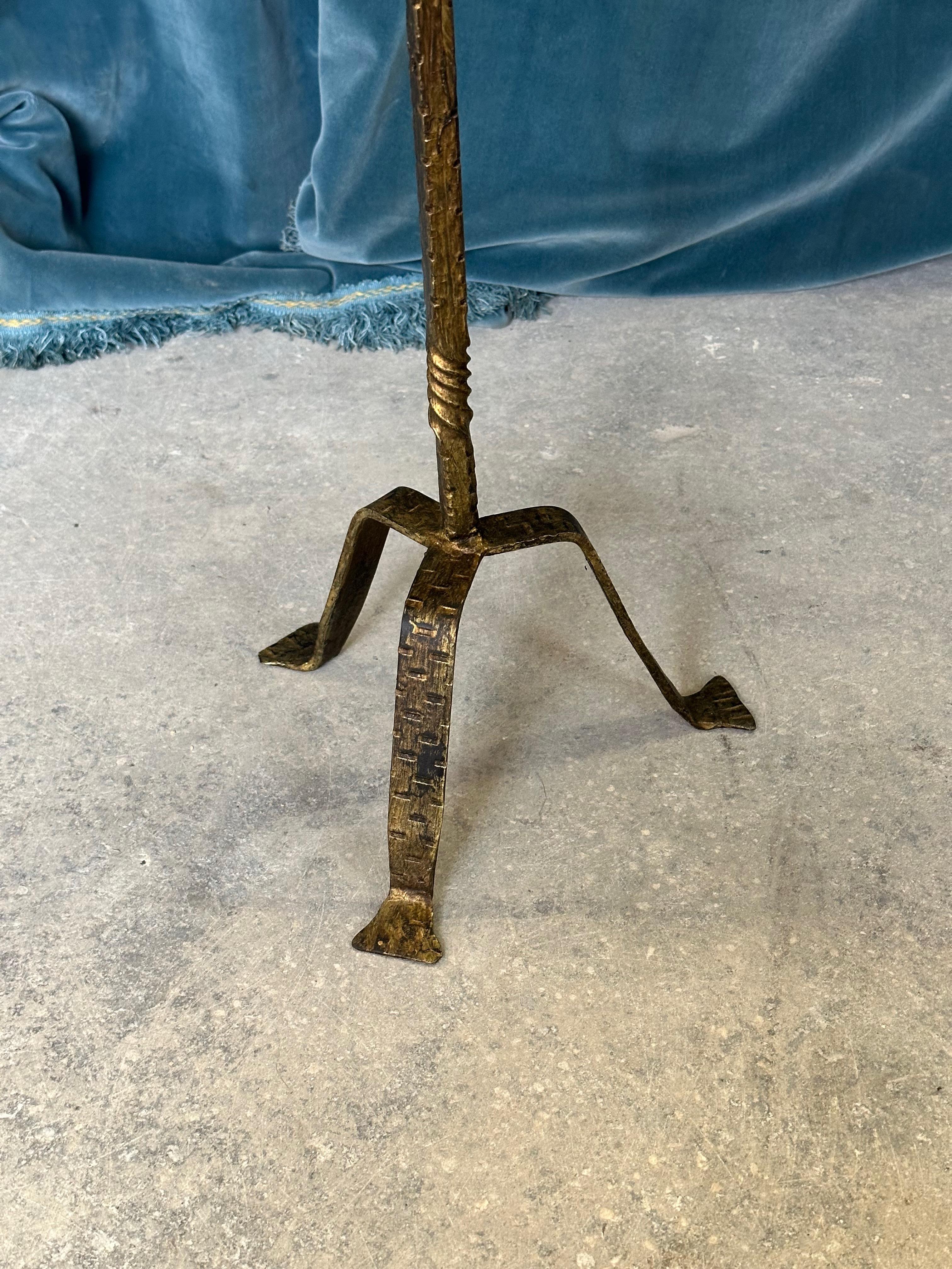 Contemporary Spanish Gilt Iron Martini Table on an Elevated Tripod Base