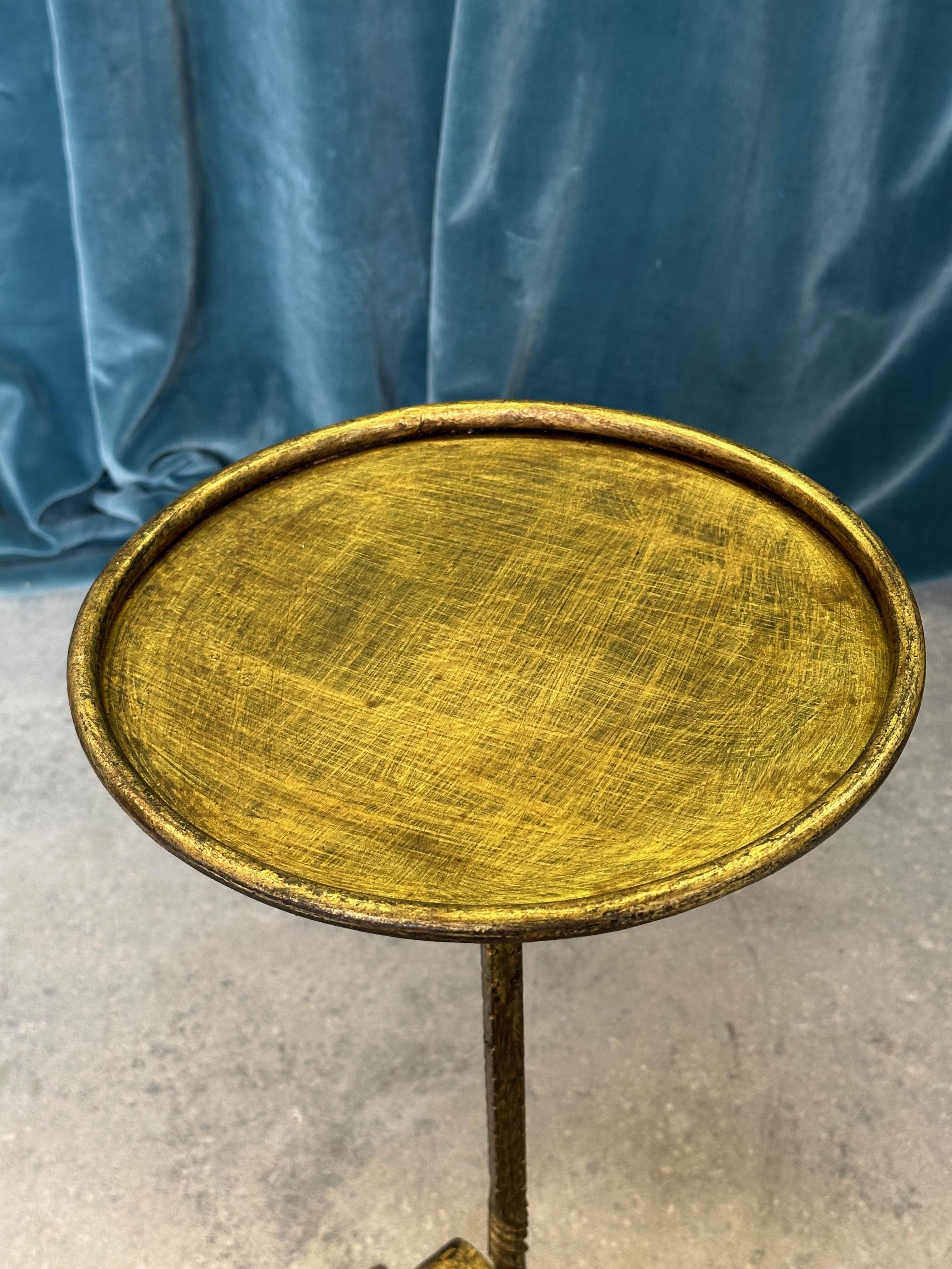 Spanish Gilt Iron Martini Table on an Elevated Tripod Base 2