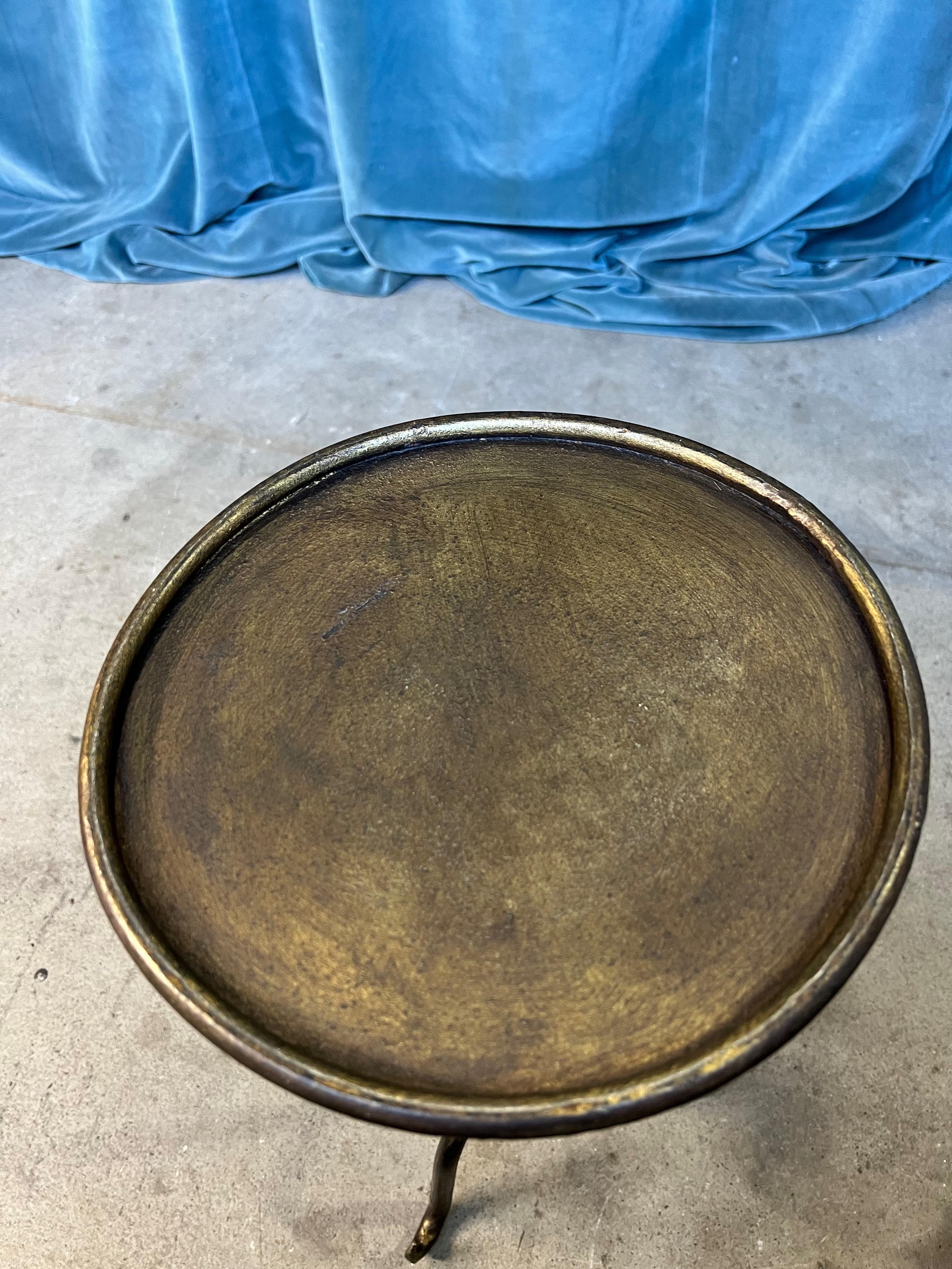 Spanish Gilt Iron Martini Table with Scrolled Tripod Base 5