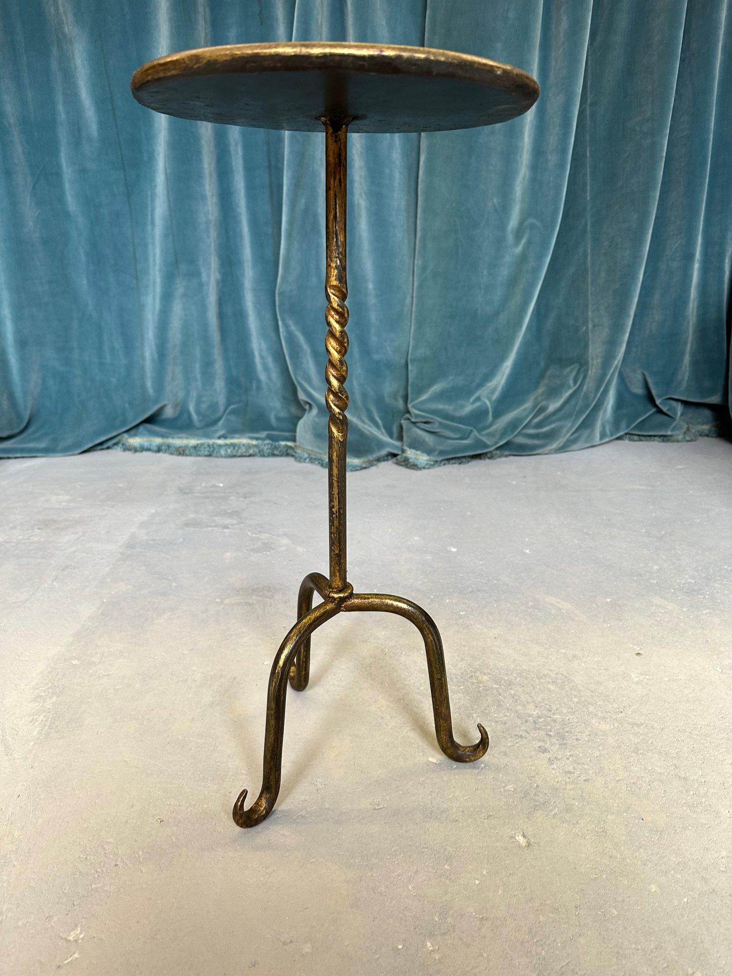 Spanish Gilt Iron Martini Table with Scrolled Tripod Base 6