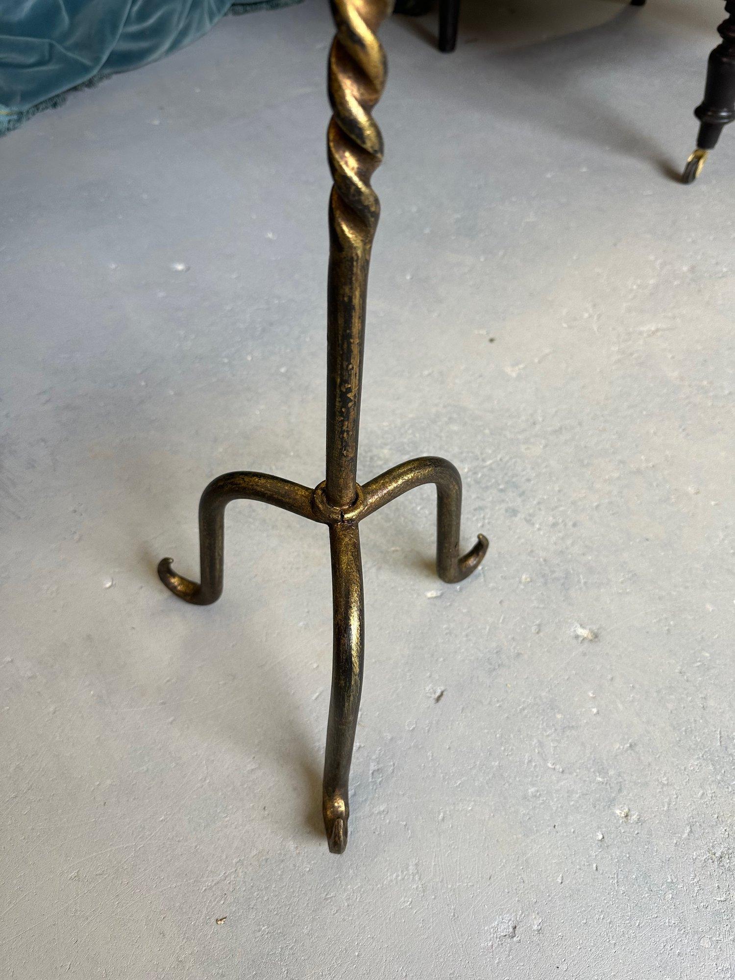 Spanish Gilt Iron Martini Table with Scrolled Tripod Base 9