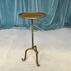 Spanish Gilt Iron Martini Table with Scrolled Tripod Base