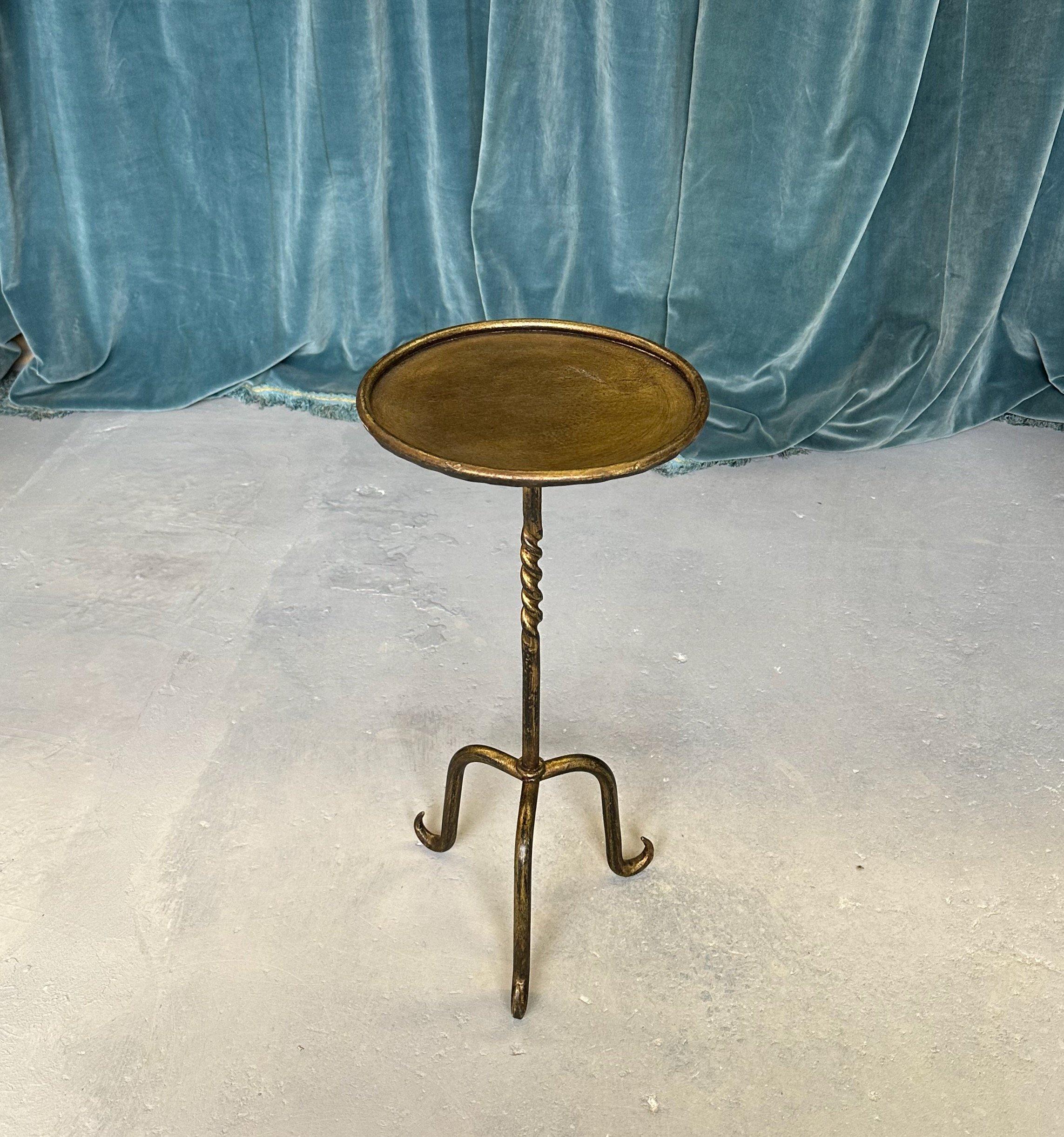 Spanish Gilt Iron Martini Table with Scrolled Tripod Base In Good Condition In Buchanan, NY