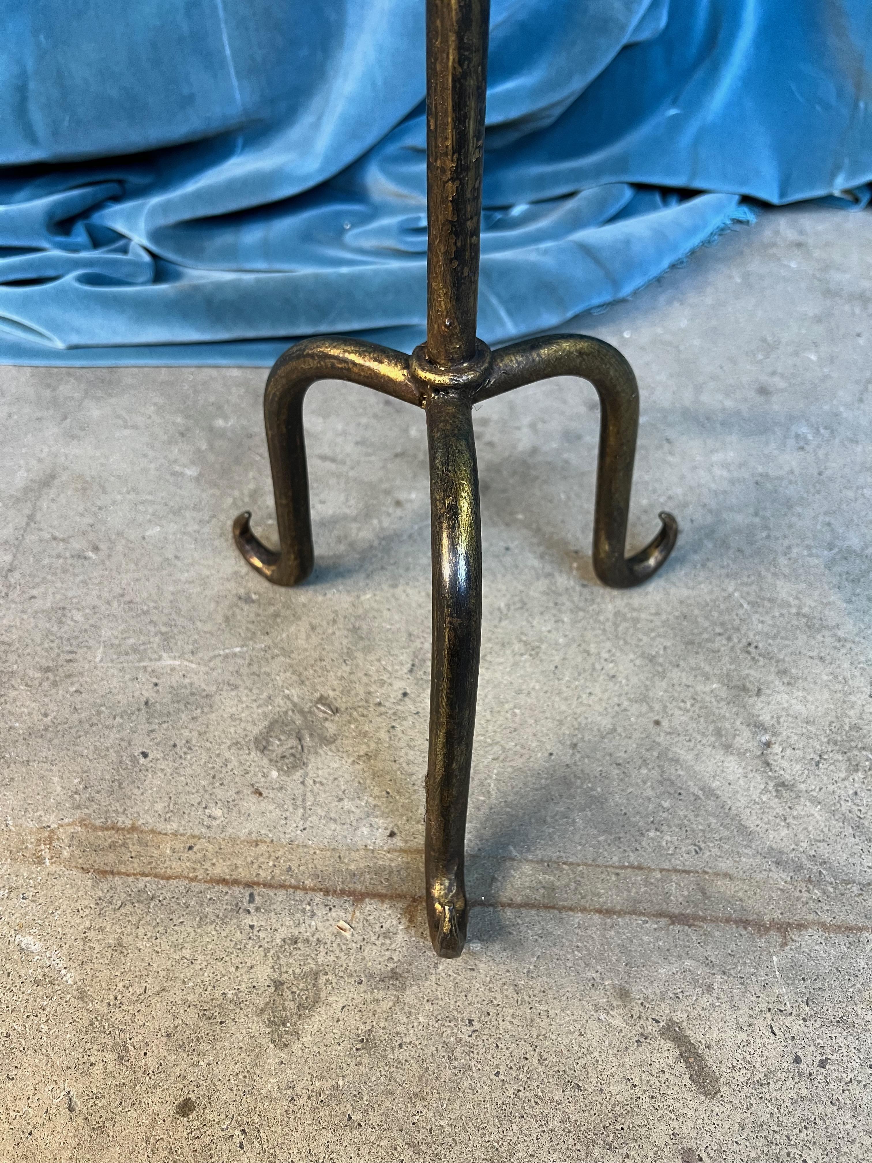 Spanish Gilt Iron Martini Table with Scrolled Tripod Base For Sale 1