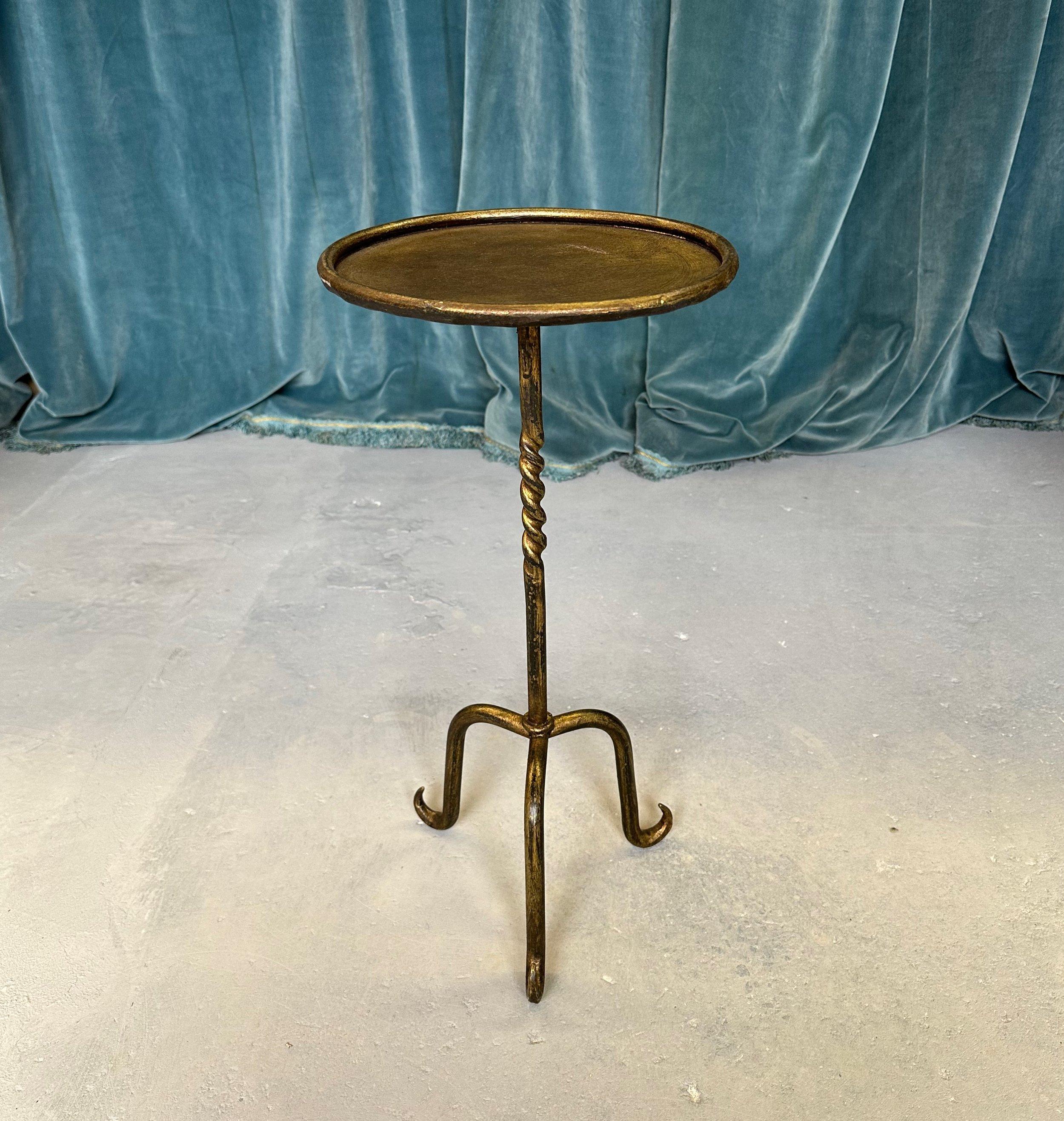 Spanish Gilt Iron Martini Table with Scrolled Tripod Base 4