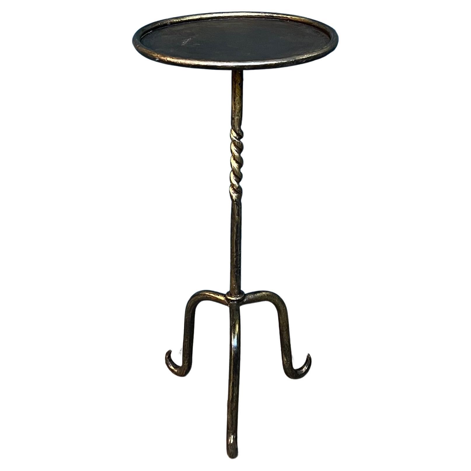 Spanish Gilt Iron Martini Table with Scrolled Tripod Base For Sale