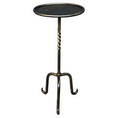 Antique Spanish Gilt Iron Martini Table with Scrolled Tripod Base