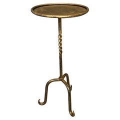 Spanish Gilt Iron Martini Table with Scrolled Tripod Base