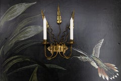 Spanish Gilt Iron Medieval Revival Style Two-Arm Candle Wall Sconce, ca. 1950s