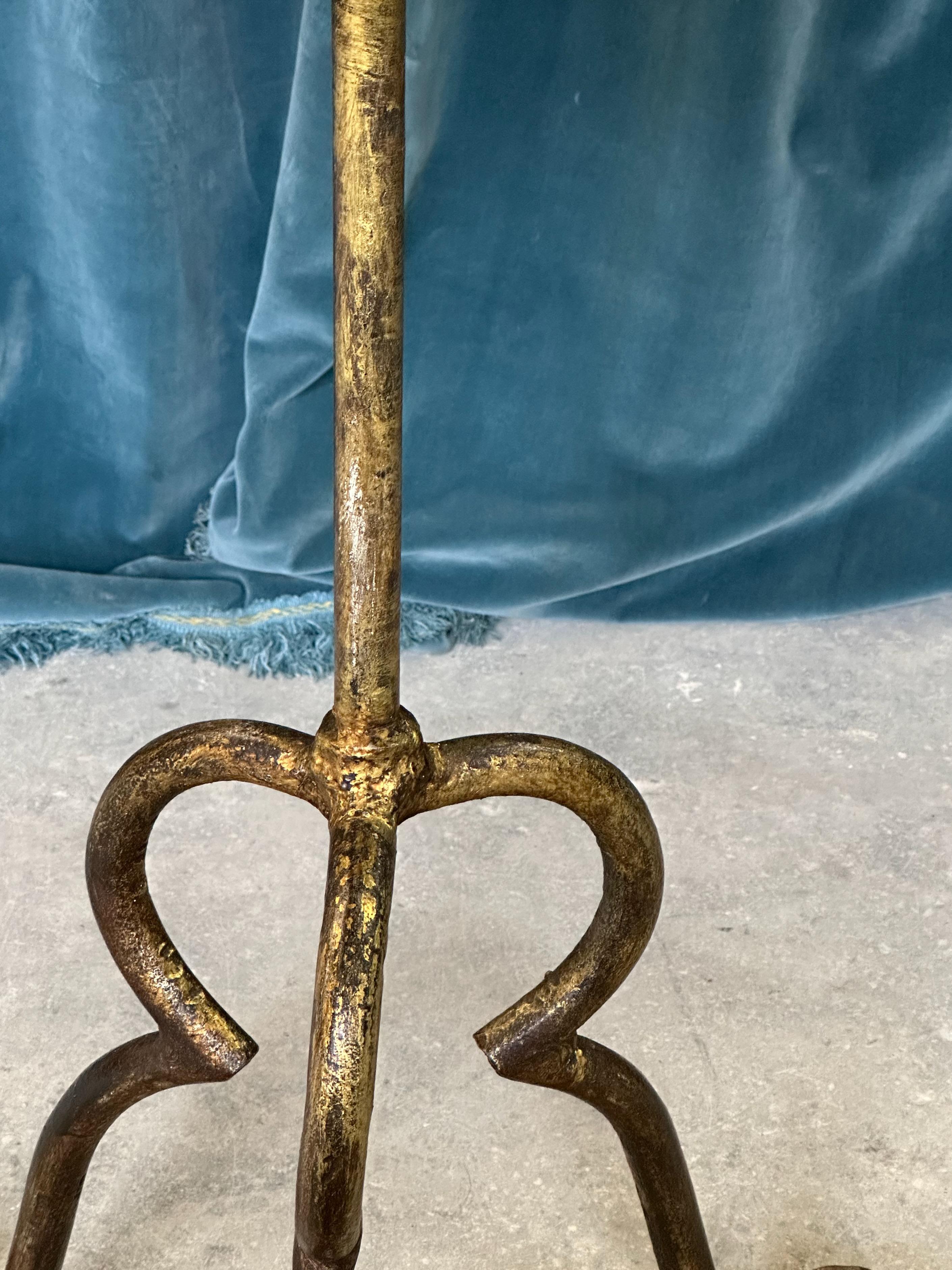 Spanish Gilt Iron Side Table on an Elevated Tripod Base  For Sale 7