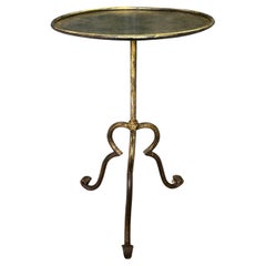 Spanish Gilt Iron Side Table on an Elevated Tripod Base 