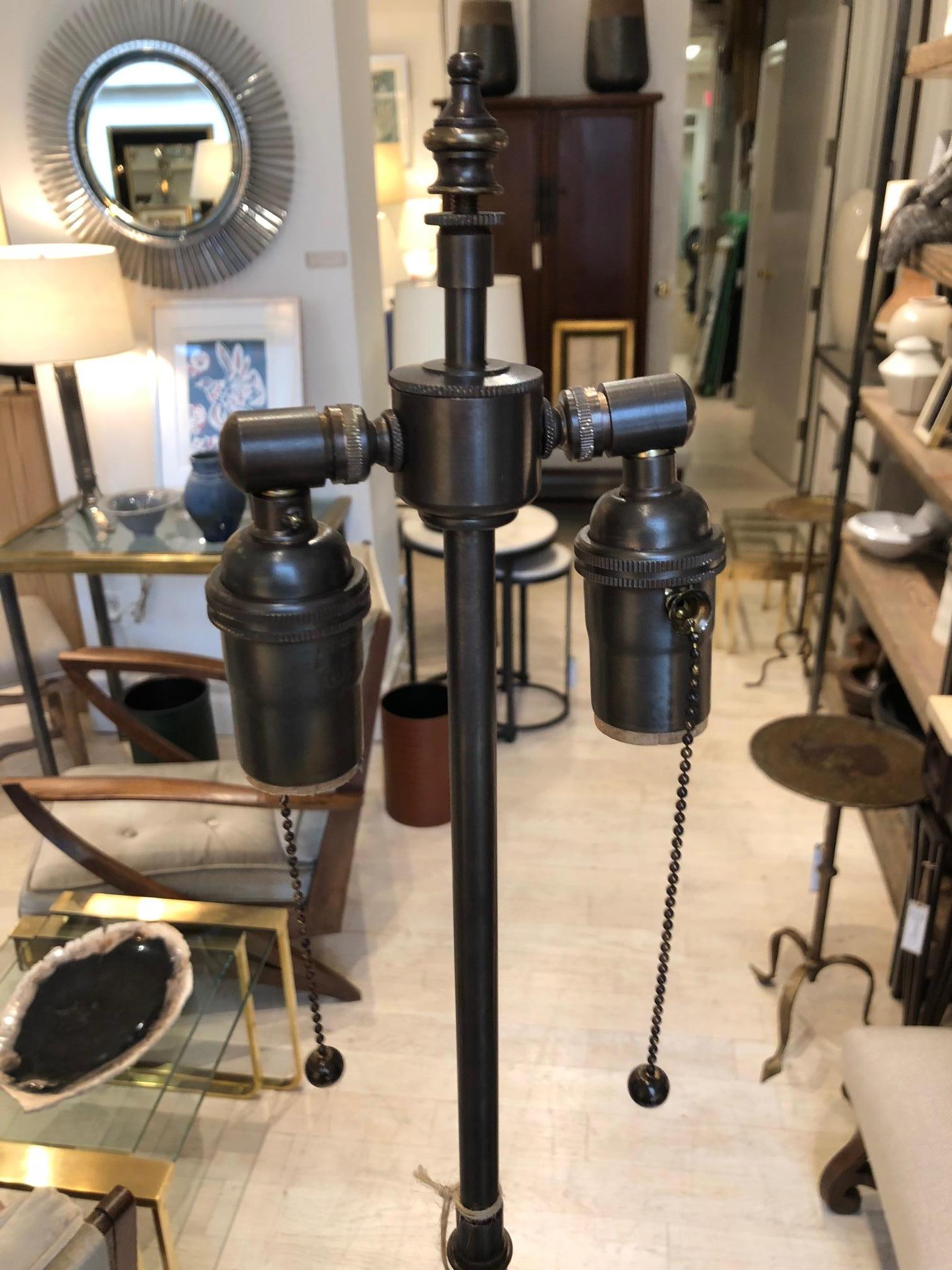 Spanish Gilt Iron Standing Lamp on Tripod Base, Spain, circa 1970s In Distressed Condition For Sale In New York, NY