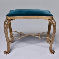 Spanish Gilt Iron Stool with Teal Upholstery