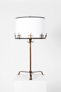 Spanish Gilt Iron Table Lamp in the Taste of Les Artisans De Marolles C. 1960s