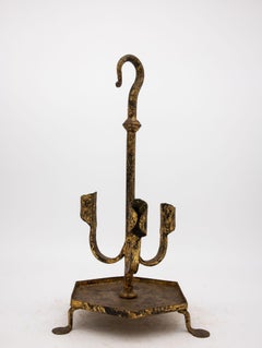 Spanish Gilt Iron Triple Candlestick or Stand, 1950s