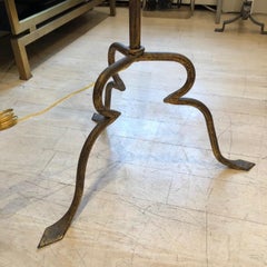 Spanish Gilt Iron Tripod Floor Lamp, circa 1970s
