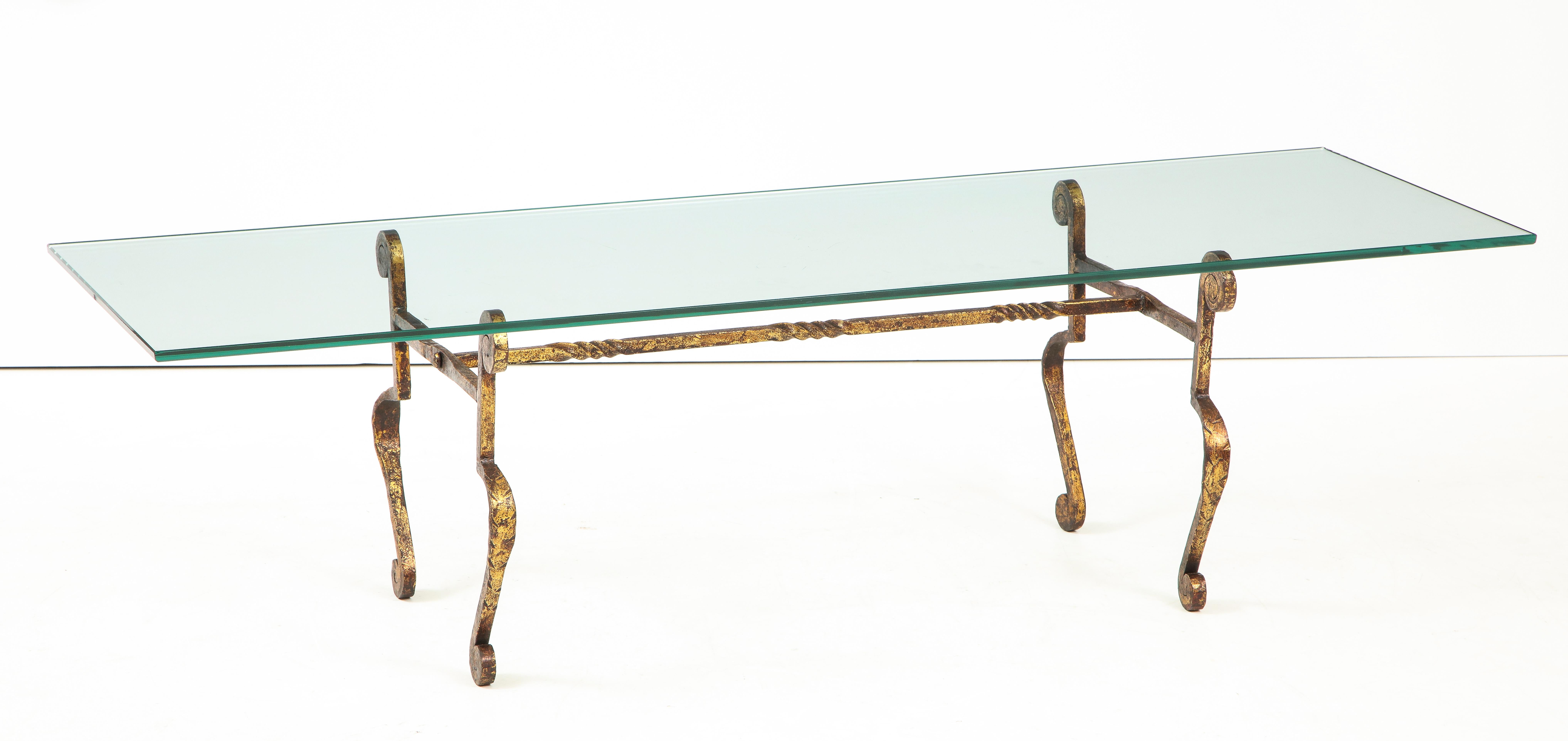 Spanish Gilt Metal and Glass Coffee Table In Good Condition In New York, NY