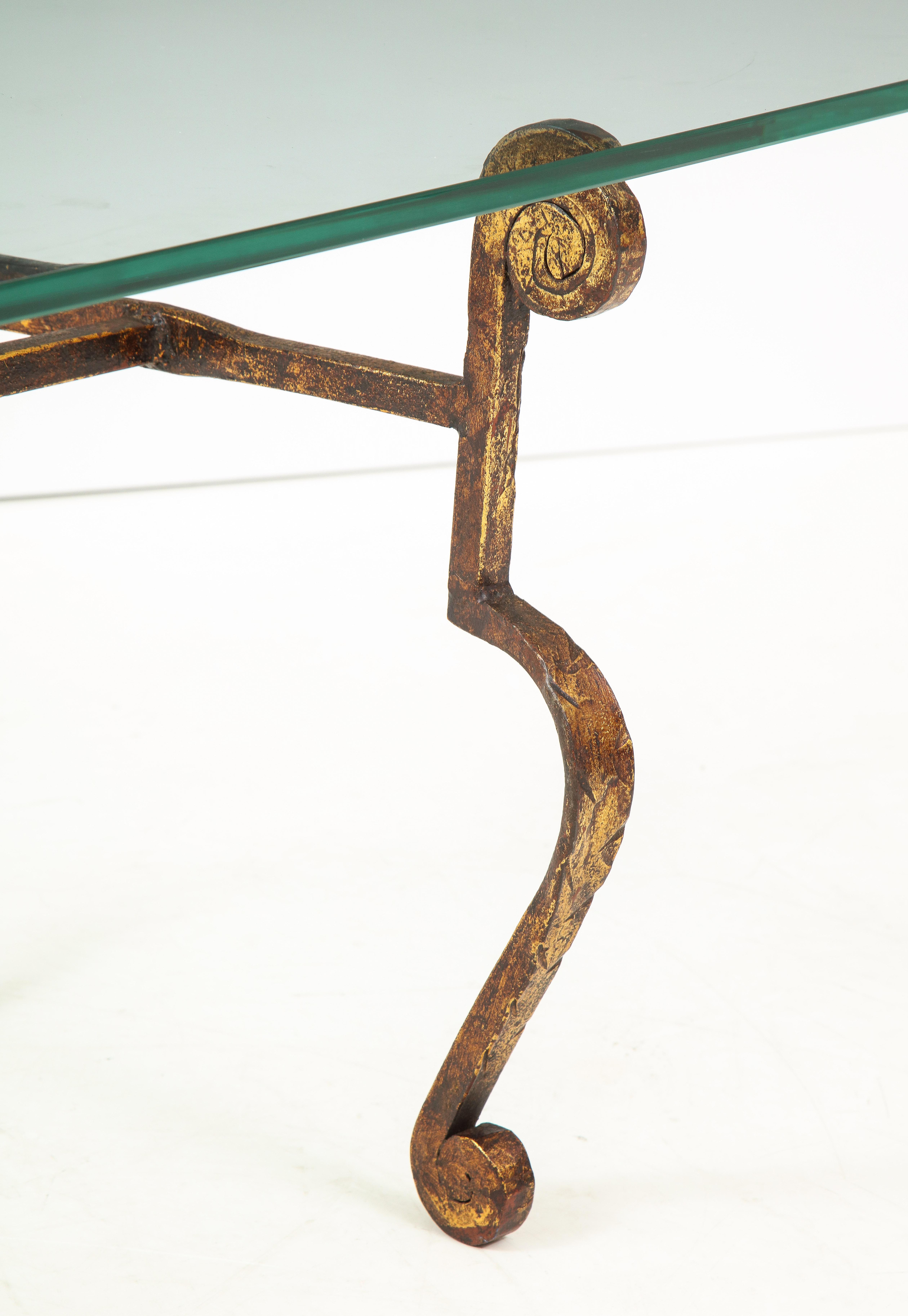 Spanish Gilt Metal and Glass Coffee Table 1