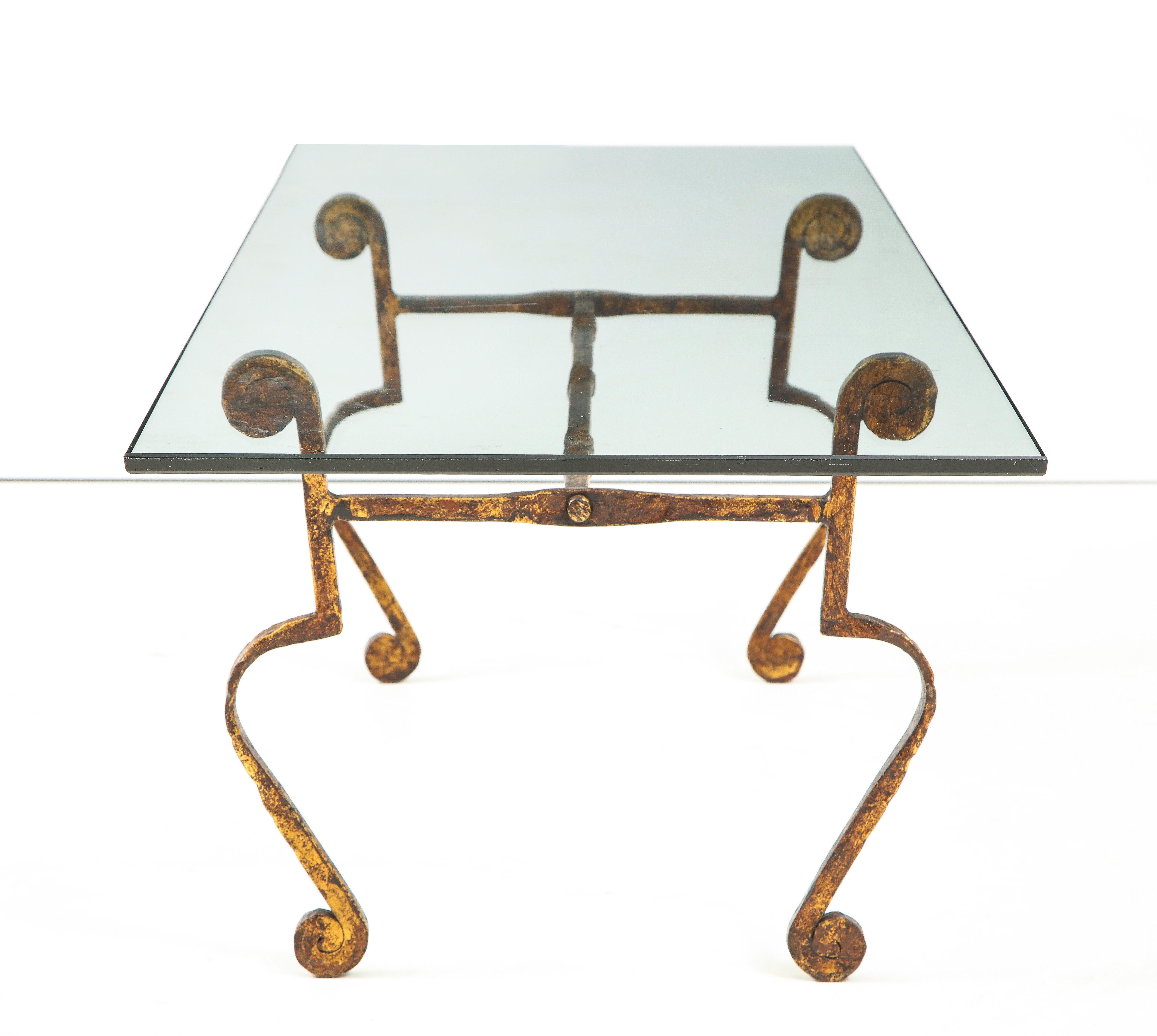 Spanish Gilt Metal and Glass Coffee Table 5