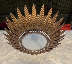 Spanish Gilt Metal Ceiling Fixture with Alternating Leaves