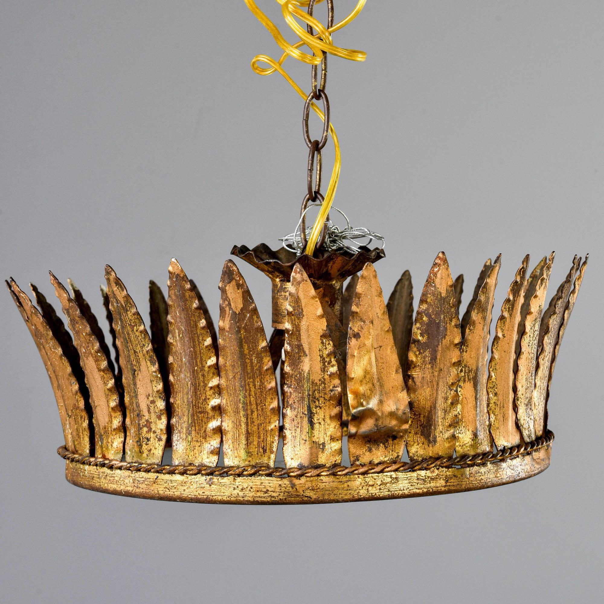 Spanish Gilt Metal Crown Ceiling Fixture For Sale 2