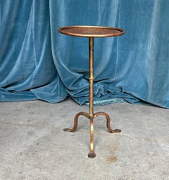 Spanish Gilt Metal Drinks Table on a Tripod Base