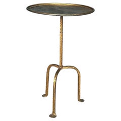 Used Spanish Gilt Metal End Table on a Tripod Base 