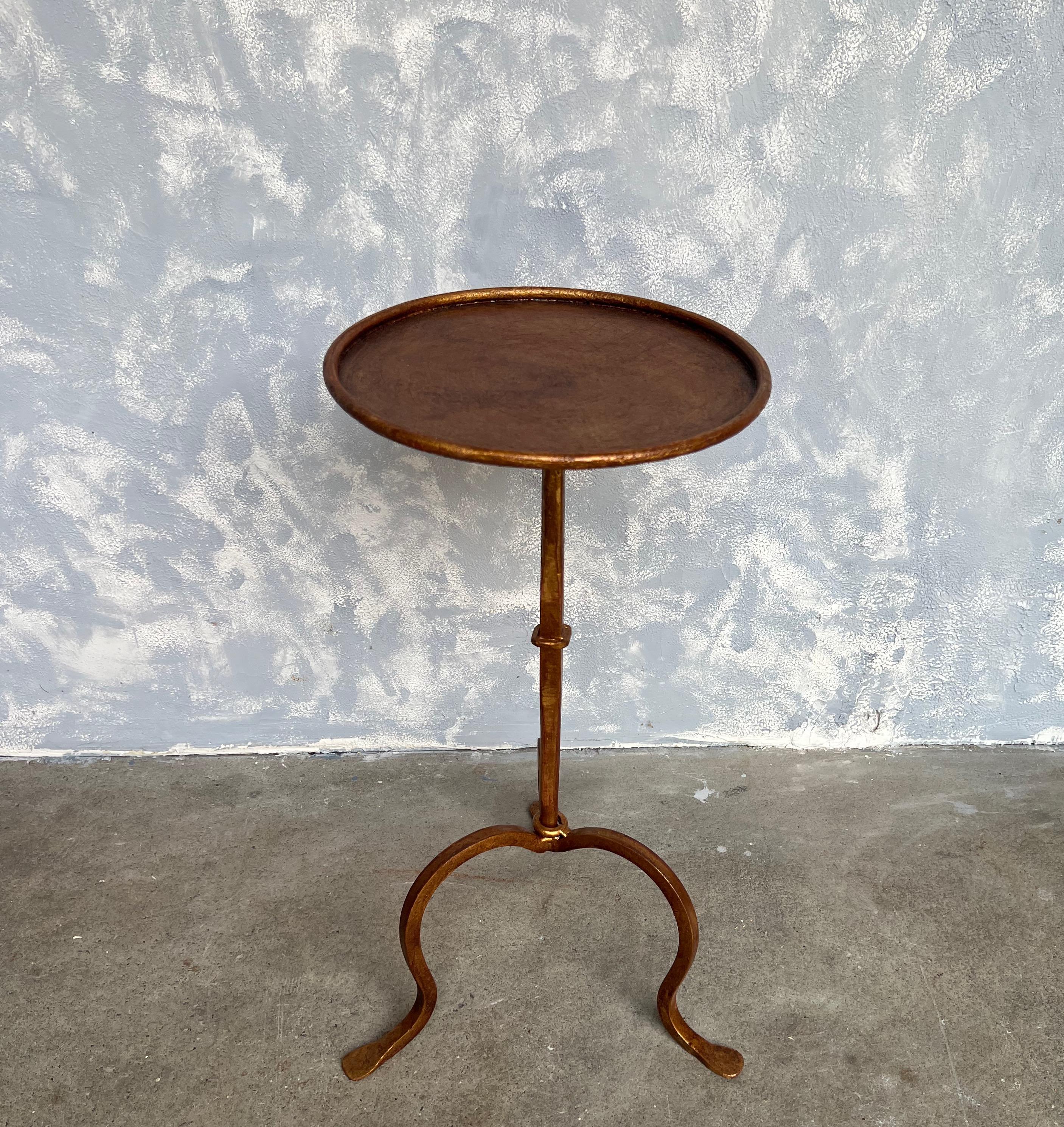 Spanish Gilt Metal Martini Table on a Tripod Base In Good Condition In Buchanan, NY
