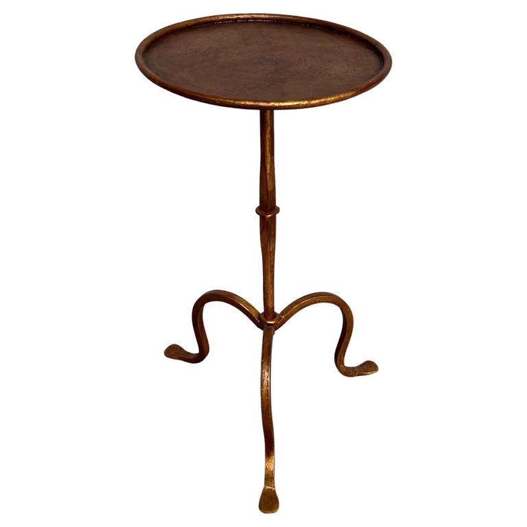 Spanish Gilt Metal Martini Table on a Tripod Base For Sale at 1stDibs