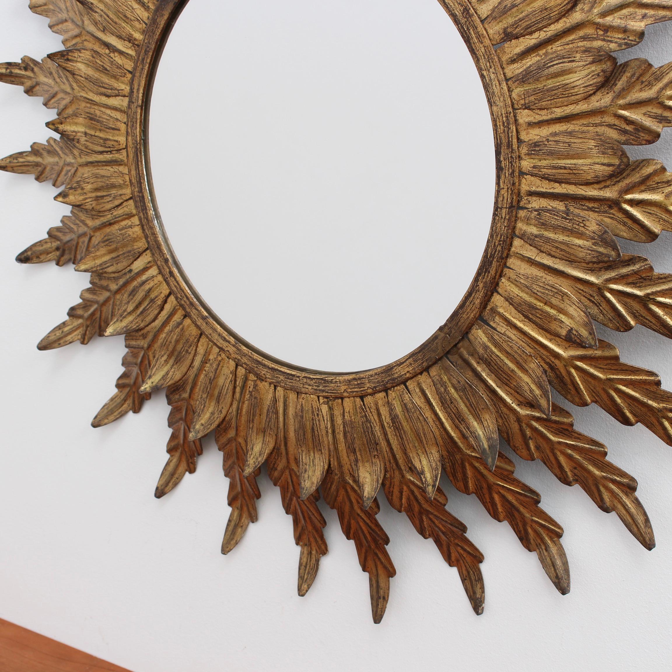 Spanish Gilt Metal Sunburst Mirror, circa 1960s 5