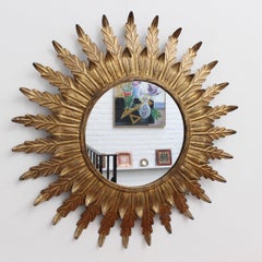Spanish Gilt Metal Sunburst Mirror, circa 1960s