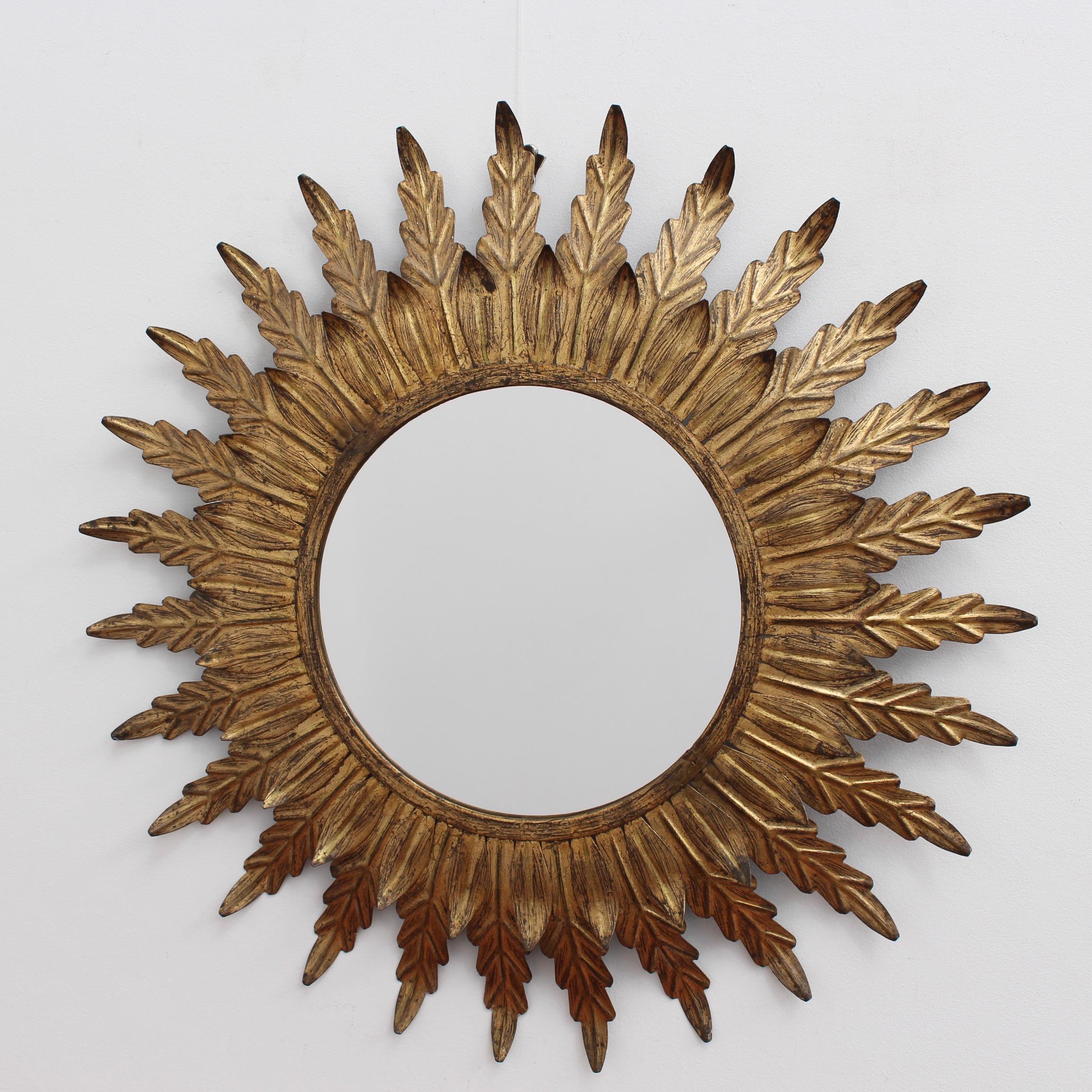 Spanish Gilt Metal Sunburst Mirror, circa 1960s 1