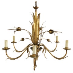 Spanish Gilt Seed Head Chandelier, circa 1950s