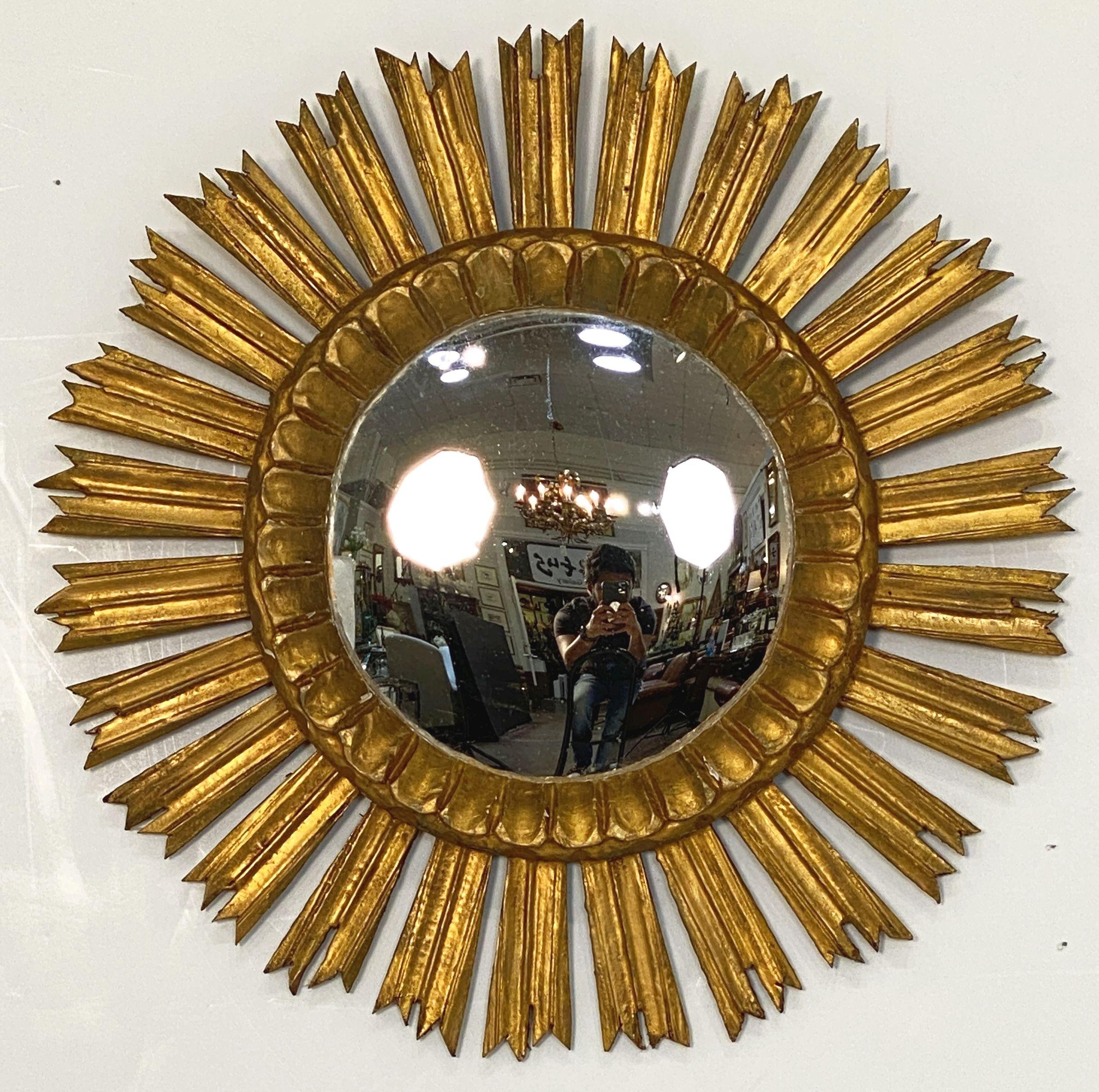 Miroir convexe doré espagnol Sunburst ou Starburst (diamètre 21) en vente 3