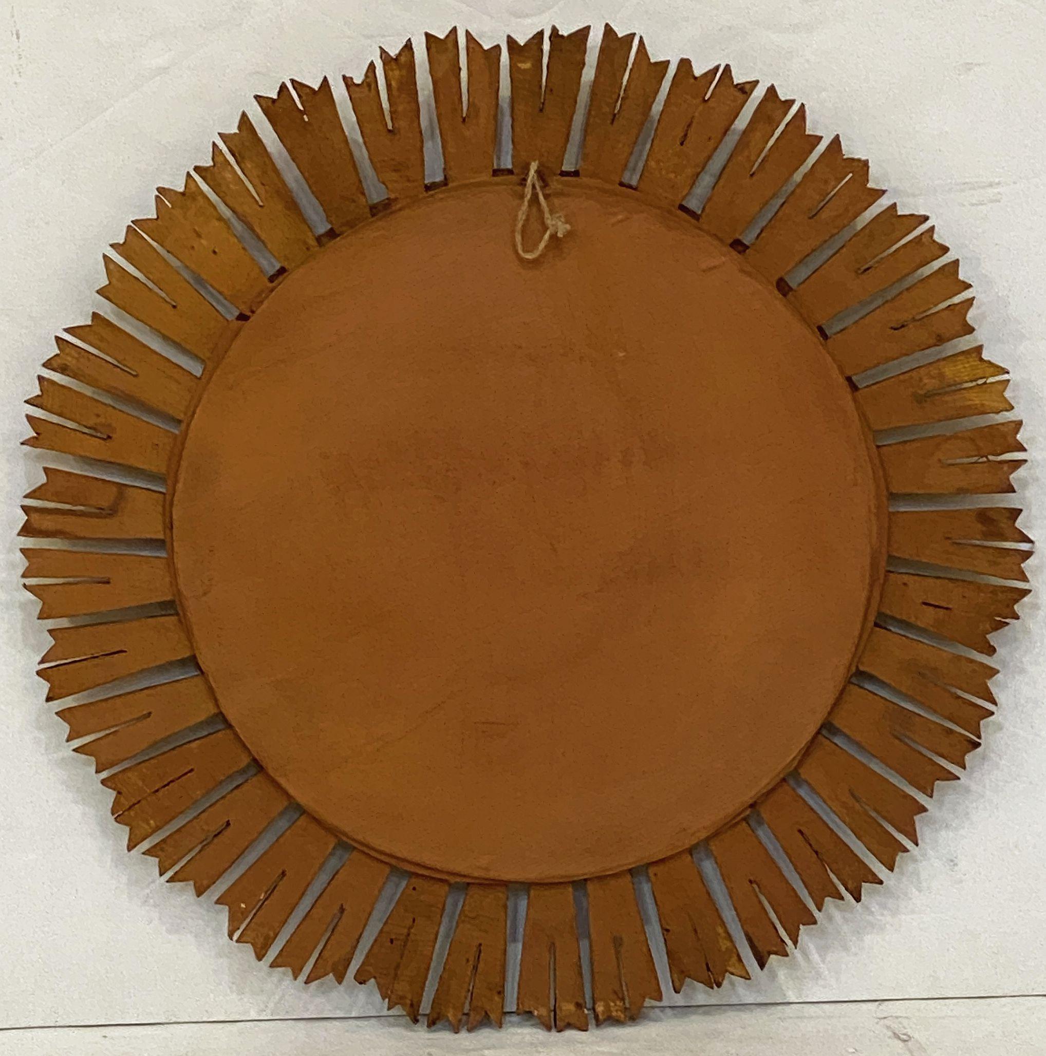 Spanish Gilt Sunburst or Starburst Mirror (Diameter 24 1/2) For Sale 5