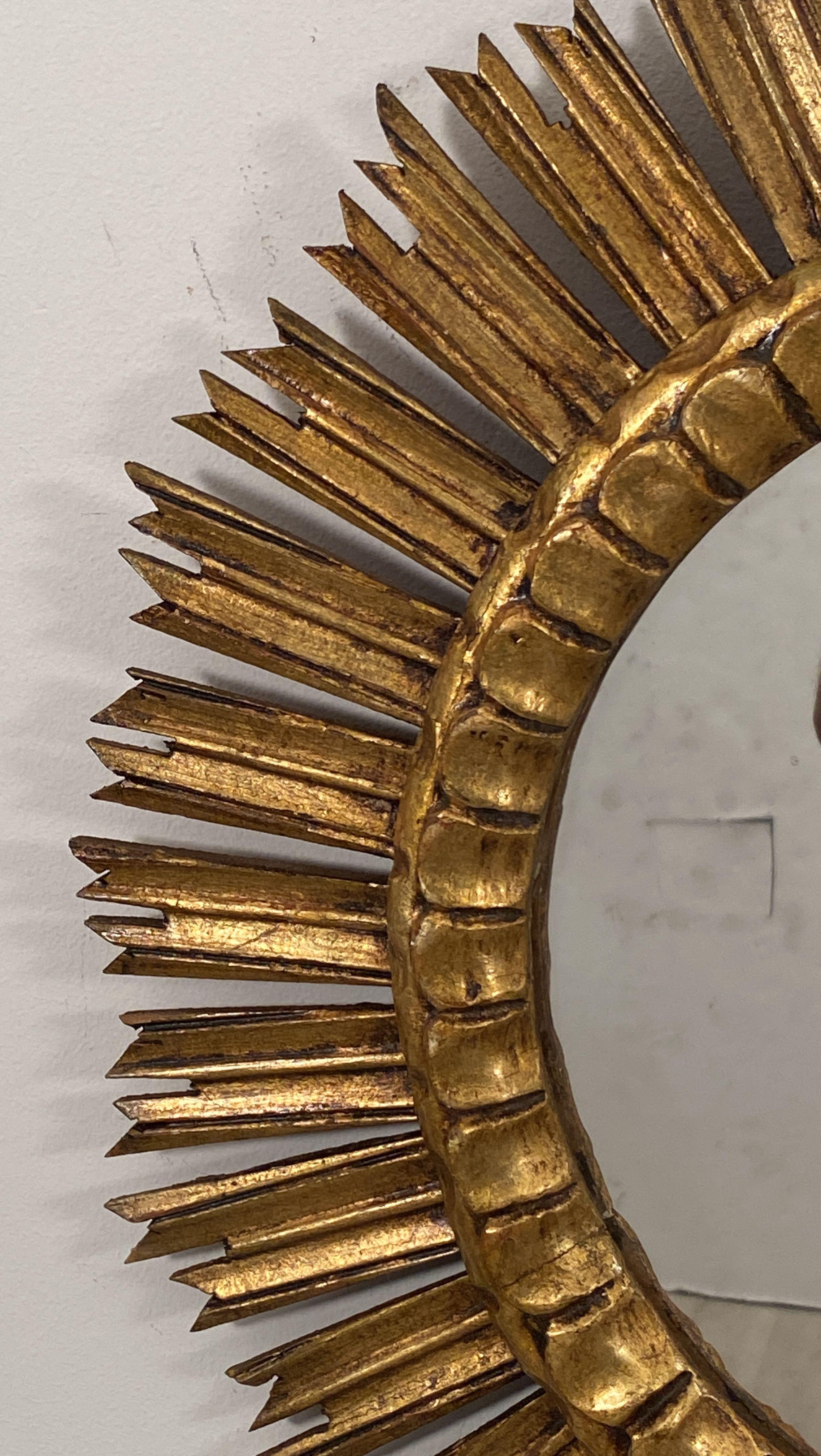 Espejo Español Dorado Rayo de Sol o Rayo de Estrella (Diámetro 25) en venta 2