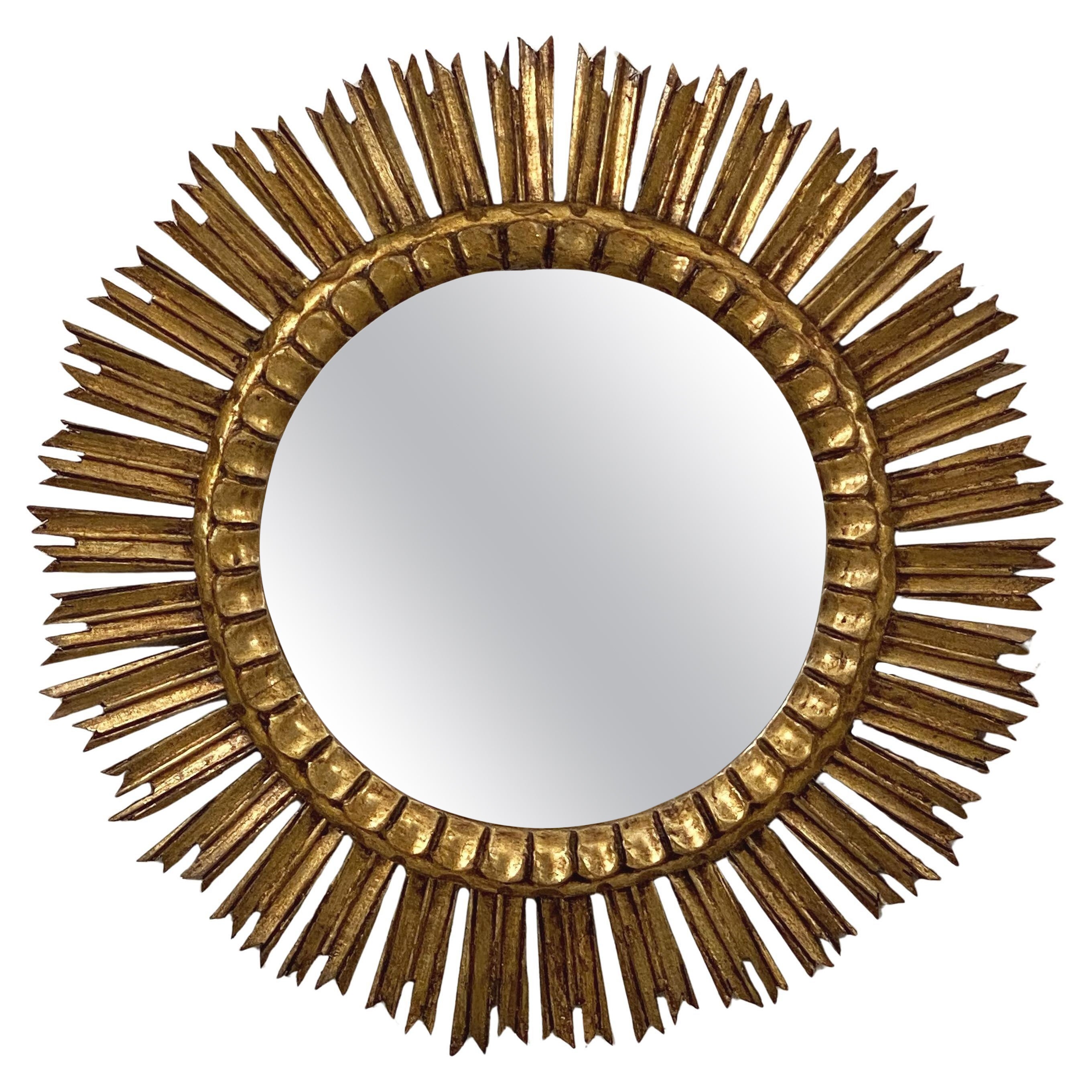 Miroir espagnol doré Sunburst ou Starburst (diamètre 25)