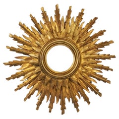 Spanish Gilt Two-Layer Starburst or Sunburst Mirror (Diameter 24)