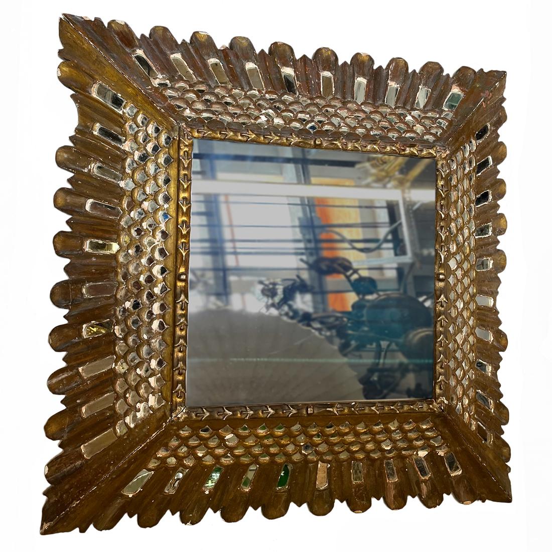 Mid-20th Century Spanish Gilt Wood Mirror For Sale