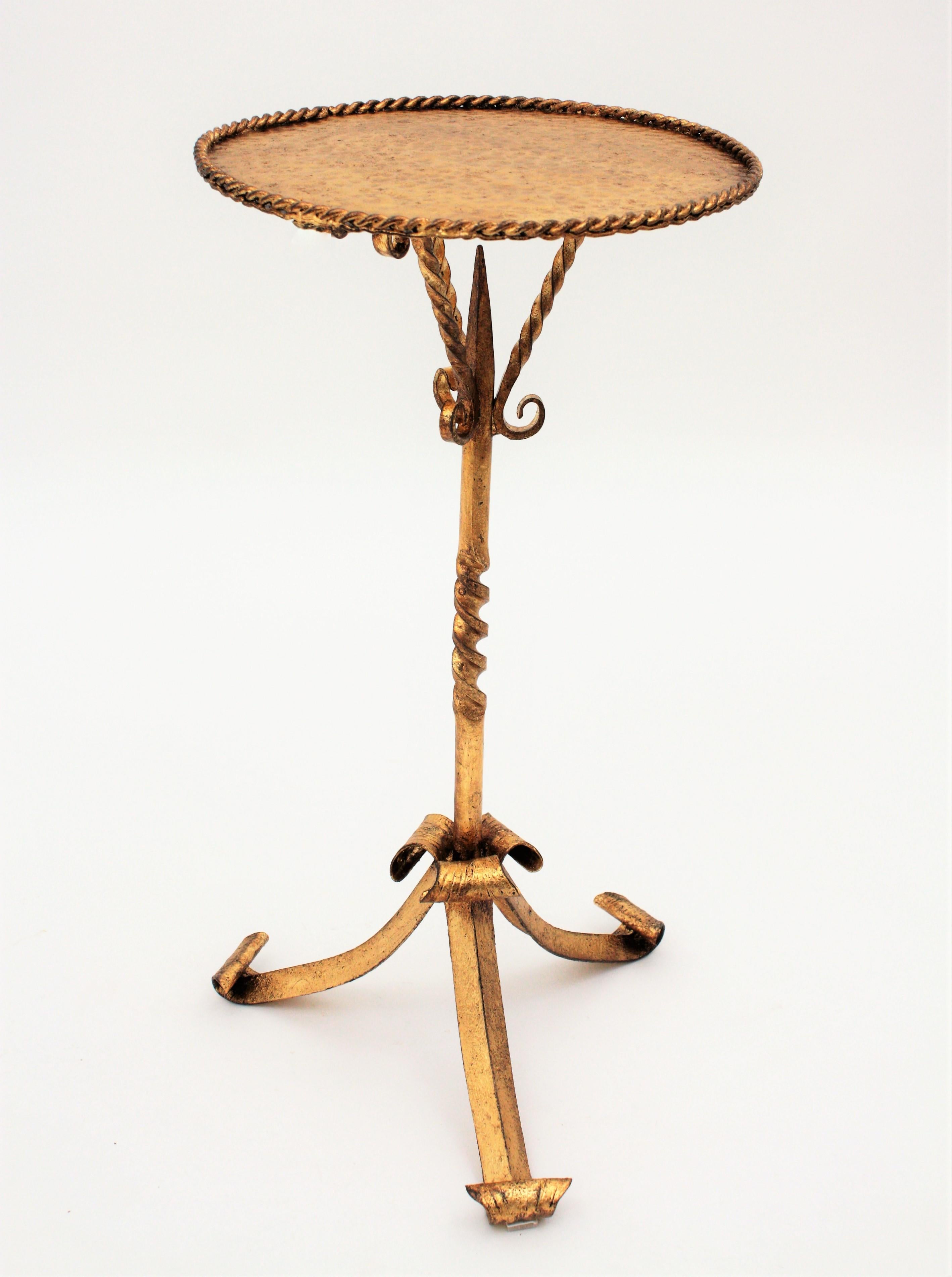 Spanish Drinks Table, Gilt Wrought Iron, 1960s For Sale 6