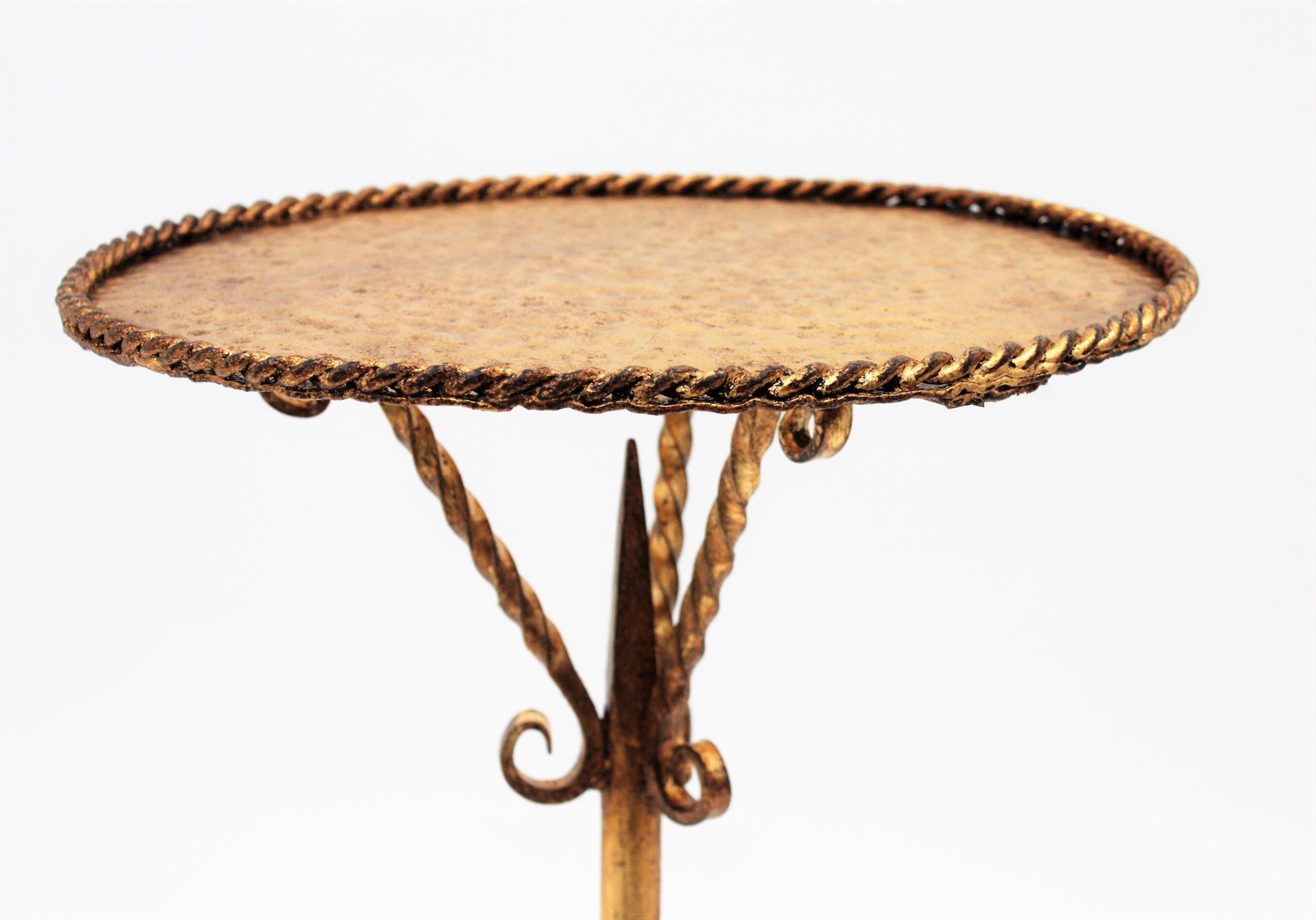 Spanish Drinks Table, Gilt Wrought Iron, 1960s For Sale 8