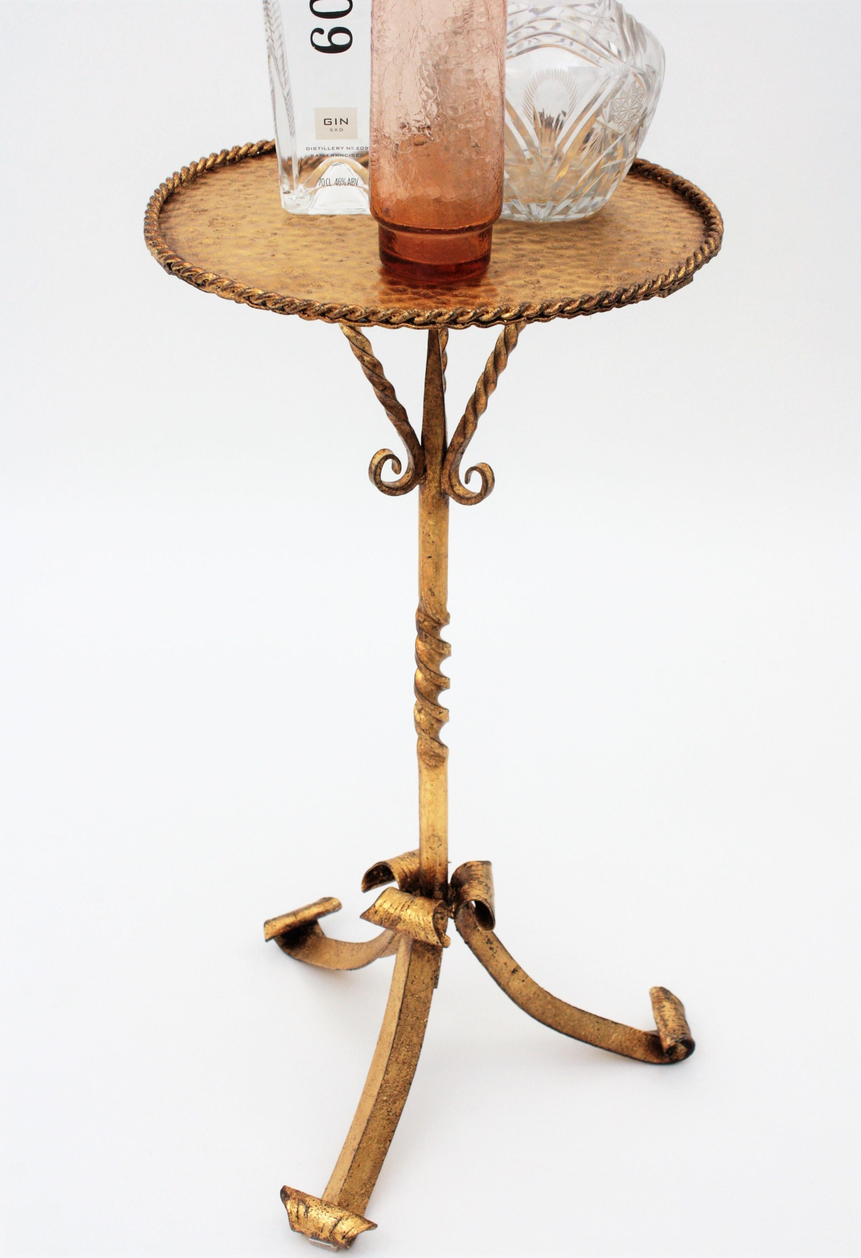 Spanish Drinks Table, Gilt Wrought Iron, 1960s For Sale 3