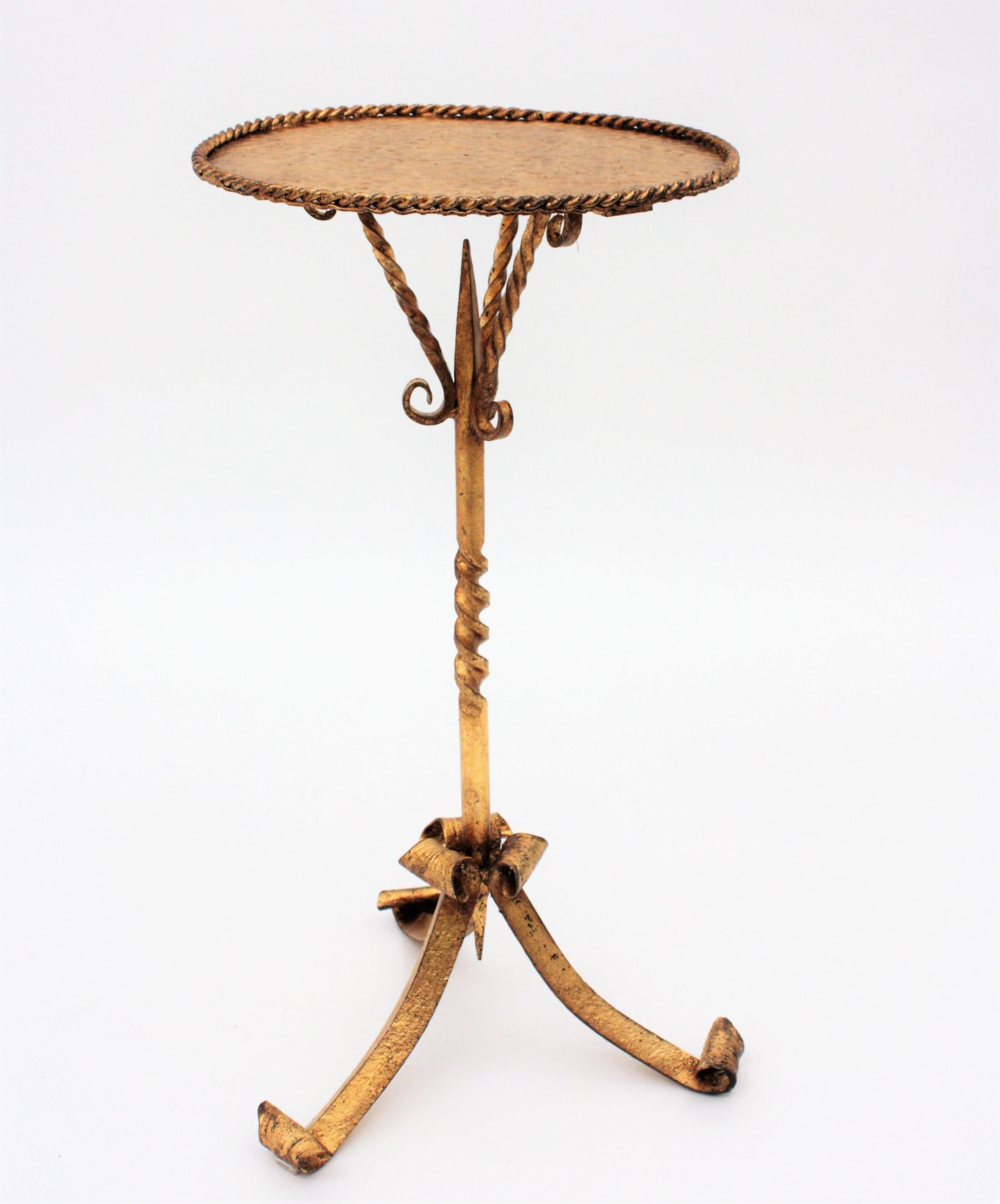 Spanish Drinks Table, Gilt Wrought Iron, 1960s For Sale 4