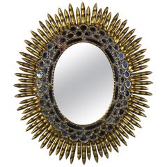 Spanish Giltwood Sunburst Mirror, circa 1940s