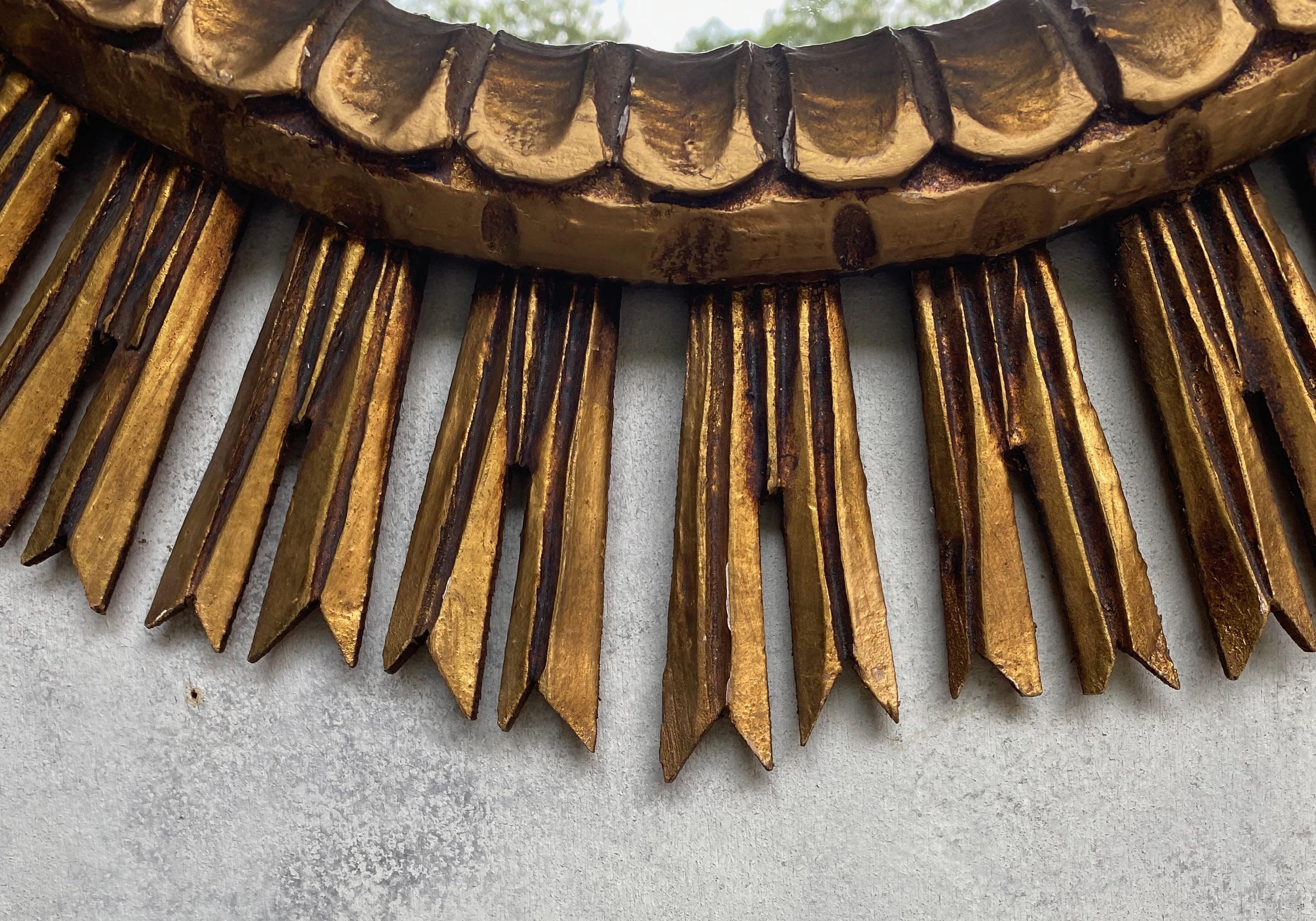 Mid-20th Century Spanish Giltwood Sunburst Mirror